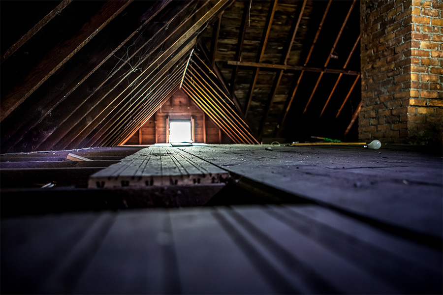 empty and dark attic speedway in